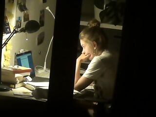 spy adorable teen with covert webcam masturbation after homework